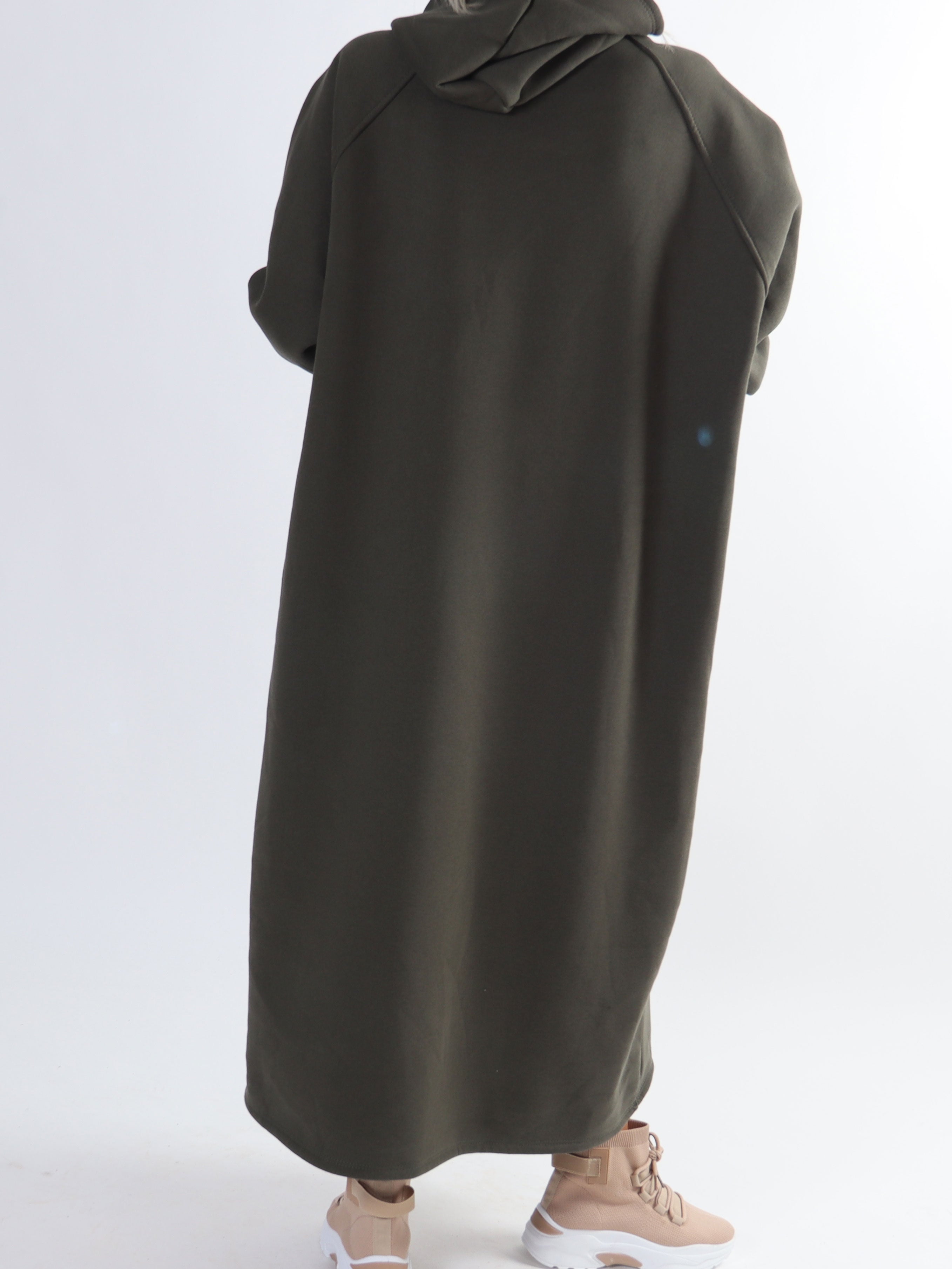 Angela - Lang plus size hoodiekjole i bomuld